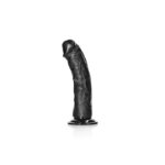 REALROCK Realistic Regular Curved Dildo with Suction Cup - 15.5 cm - Black 15.5 cm (6'') Dong - Image 3