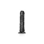 REALROCK Realistic Regular Curved Dildo with Suction Cup - 15.5 cm - Black 15.5 cm (6'') Dong - Image 4