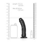 REALROCK Realistic Regular Curved Dildo with Suction Cup - 15.5 cm - Black 15.5 cm (6'') Dong - Image 8