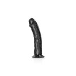 REALROCK Realistic Regular Curved Dildo with Suction Cup - 18 cm - Black 18 cm (7'') Dong - Image 3