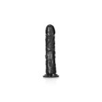 REALROCK Realistic Regular Curved Dildo with Suction Cup - 18 cm - Black 18 cm (7'') Dong - Image 4