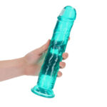 REALROCK 28 cm Straight Dildo - Turquoise - Turquoise 28 cm (10'') Dong - Image 2