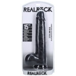 REALROCK 38cm Extra Long Dildo with Balls - Black - Black 38 cm (15'') Extra Long Dong - Image 9