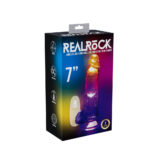 REALROCK 7'' with Balls Wireless Rechargeable LED Vibrating Dong - Clear with LED 19.5 cm USB Rechargeable Vibrating Dong with Remote