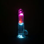 REALROCK 7'' with Balls Wireless Rechargeable LED Vibrating Dong - Clear with LED 19.5 cm USB Rechargeable Vibrating Dong with Remote - Image 3