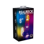 REALROCK 8'' with Balls Wireless Rechargeable LED Vibrating Dong - Clear with LED 22.5 cm USB Rechargeable Vibrating Dong with Remote
