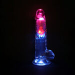 REALROCK 8'' with Balls Wireless Rechargeable LED Vibrating Dong - Clear with LED 22.5 cm USB Rechargeable Vibrating Dong with Remote - Image 2