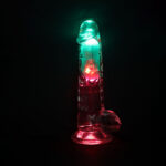 REALROCK 8'' with Balls Wireless Rechargeable LED Vibrating Dong - Clear with LED 22.5 cm USB Rechargeable Vibrating Dong with Remote - Image 3