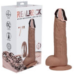 REALROCK Metal Head 7'' Rechargeable Dildo - Tan - Tan 19 cm USB Rechargeable Vibrating Dildo with Metal Head and Wireless Remote
