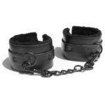 Sex & Mischief Shadow Fur Handcuffs - Black Comfortable Restraints - Image 3