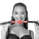 Sex & Mischief Amor Ball Gag - Red/Black Mouth Restraint - Image 2