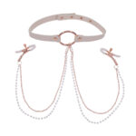 Sex & Mischief Peaches n CreaMe Collar with Nipple Clamps - Peach Nipple Restraints - Image 4