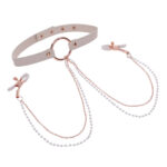 Sex & Mischief Peaches n CreaMe Collar with Nipple Clamps - Peach Nipple Restraints - Image 5