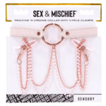 Sex & Mischief Peaches n CreaMe Collar with Nipple Clamps - Peach Nipple Restraints - Image 8