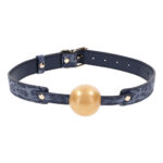 Sex & Mischief Cougar Ball Gag - Navy Blue/Gold Mouth Restraint - Image 2