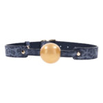 Sex & Mischief Cougar Ball Gag - Navy Blue/Gold Mouth Restraint - Image 3