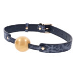 Sex & Mischief Cougar Ball Gag - Navy Blue/Gold Mouth Restraint - Image 4