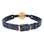 Sex & Mischief Cougar Ball Gag - Navy Blue/Gold Mouth Restraint - Image 6