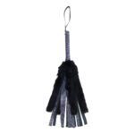 Sex & Mischief Cougar Faux Fur Flogger - Navy Blue/Black Furry Flogger Whip - Image 3