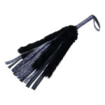 Sex & Mischief Cougar Faux Fur Flogger - Navy Blue/Black Furry Flogger Whip - Image 5