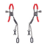 S&M Exs & Ohs Nipple Clamps - Red Tipped Metal Nipple Clamps - Set of 2 - Image 2