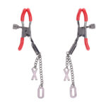 S&M Exs & Ohs Nipple Clamps - Red Tipped Metal Nipple Clamps - Set of 2 - Image 3