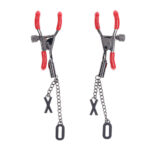 S&M Exs & Ohs Nipple Clamps - Red Tipped Metal Nipple Clamps - Set of 2 - Image 4