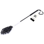 Sex & Mischief Lace Silicone Crop - Black/White 50 cm Crop Whip - Image 4