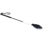 Sex & Mischief Lace Silicone Crop - Black/White 50 cm Crop Whip - Image 5