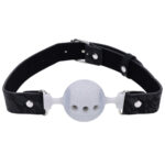 Sex & Mischief Lace Silicone Breathable Ball Gag - Black/Grey Mouth Restraint - Image 4
