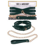 Sex & Mischief Indica Cutout Collar and Leash - Green/Gold Restraint