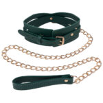 Sex & Mischief Indica Cutout Collar and Leash - Green/Gold Restraint - Image 4