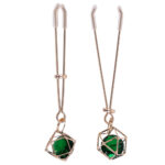 Sex & Mischief Indica Crystal Nipple Clips - Gold Nipple Clips with Emerald Gems - Image 4