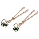 Sex & Mischief Indica Crystal Nipple Clips - Gold Nipple Clips with Emerald Gems - Image 6