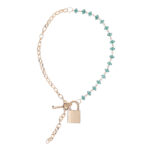 Sex & Mischief Indica Crystal Day Collar - Gold/Emerald Lockable Collar - Image 4