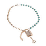 Sex & Mischief Indica Crystal Day Collar - Gold/Emerald Lockable Collar - Image 5
