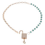Sex & Mischief Indica Crystal Day Collar - Gold/Emerald Lockable Collar - Image 7