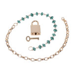 Sex & Mischief Indica Crystal Day Collar - Gold/Emerald Lockable Collar - Image 8