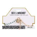 Sex & Mischief Indica Crystal Day Collar - Gold/Emerald Lockable Collar - Image 9