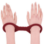 Sex & Mischief Enchanted Small Silicone Cuffs - Burgundy Small Restraints - Image 3