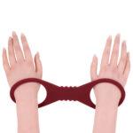 Sex & Mischief Enchanted Large Silicone Cuffs - Burgundy Large Restraints - Image 2