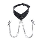 SPORTSHEETS Velvet Noir Collar & Removable Clamps - Black Neck & Nipple Restraints - Image 5