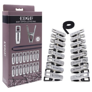EDGE Body Zipper Clothes Pins - Chrome Chrome Pins - Set of 16