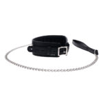 EDGE Collar & Leash - Black Neck Restraint with Heavy Duty Metal Leash - Image 3