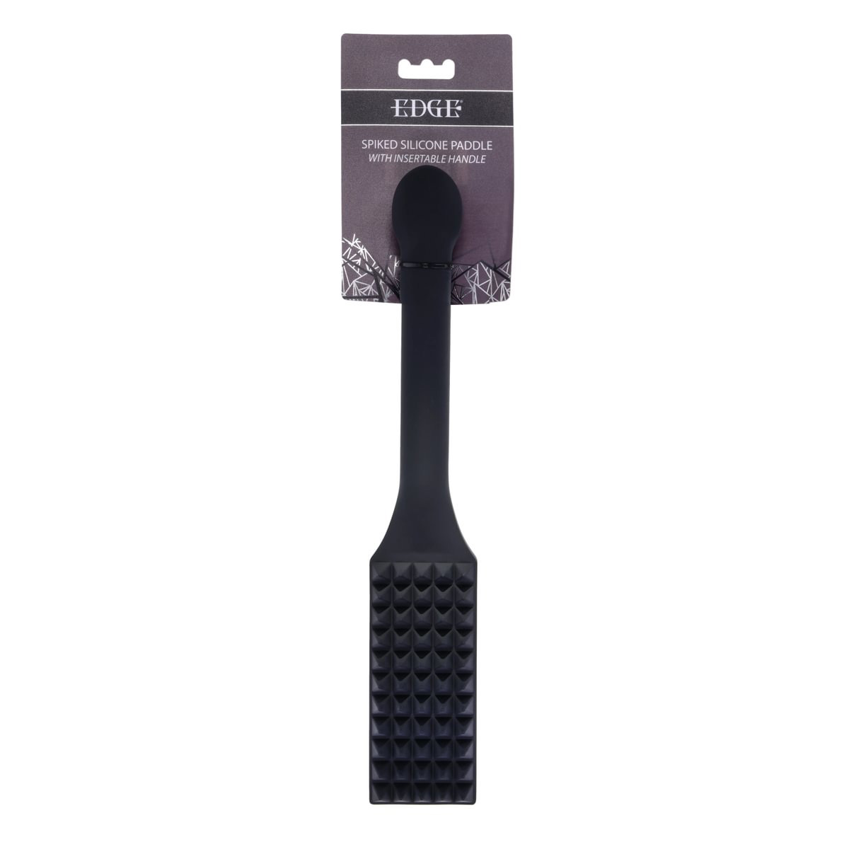 SS98054-1 EDGE Spiked Silicone Paddle - Black Spanking Paddle with Insertable Handle - Image 1