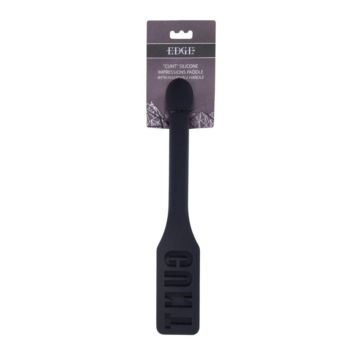 SS98056-1 EDGE CUNT Silicone Paddle - Black Silicone Paddle with Insertable Handle - Image 1