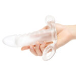 Size Up Vibrating 2 Inch Penis Extender + Ball Loop - Clear 5 cm (2'') Vibrating Penis Extension Sleeve - Image 2