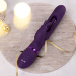 VIVE Mika - Purple - Purple 23.2 cm USB Rechargeable Rabbit Vibrator with Flapping Shaft - Image 2