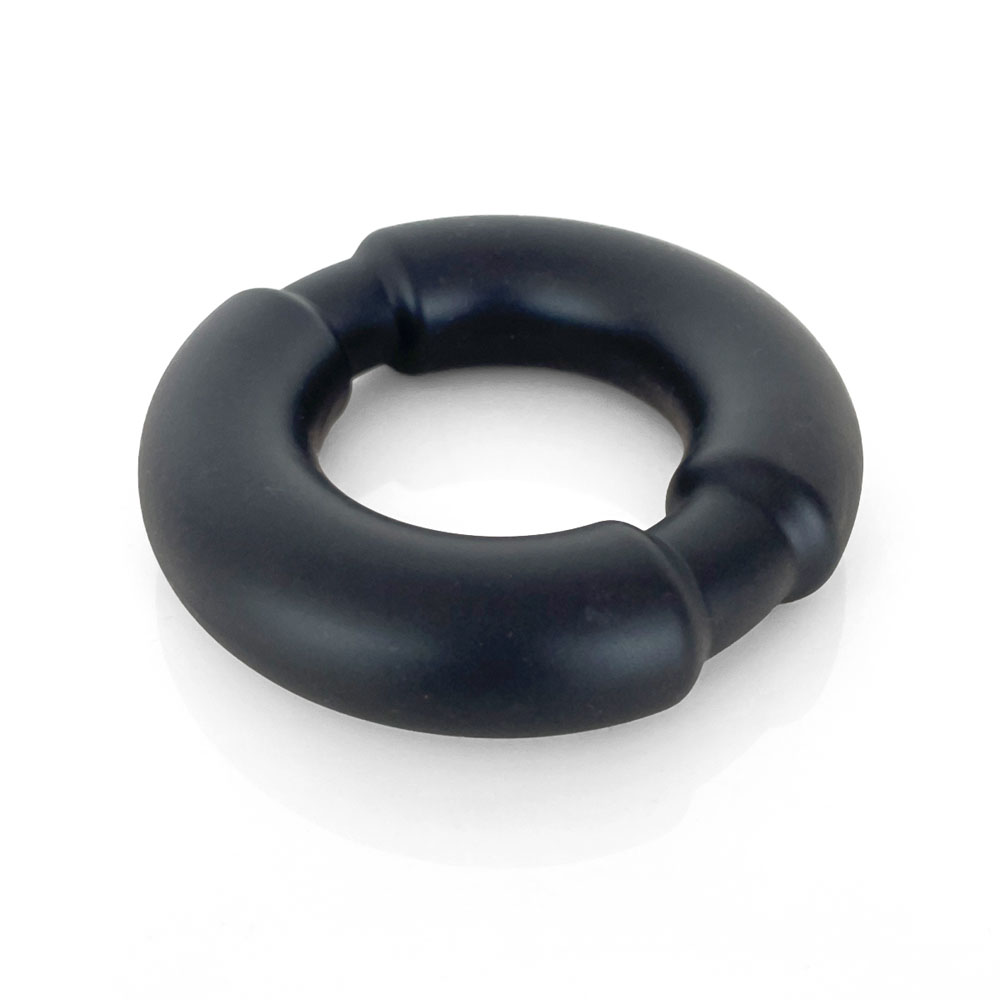 VERS Liquid Silicone Weighted Steel Core C-Ring - Black Cock Ring with Steel Core - Image 2
