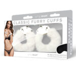WhipSmart Classic Furry Cuffs - White - White Furry Restraints with Bonus Eye Mask - Image 3